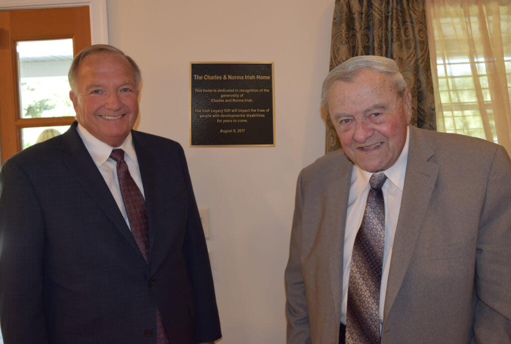 Dr. Robert T. Ireland (left) and Mr. Charles Irish (right) at The Charles and Norma Irish Home Dedication in Millersville, MD