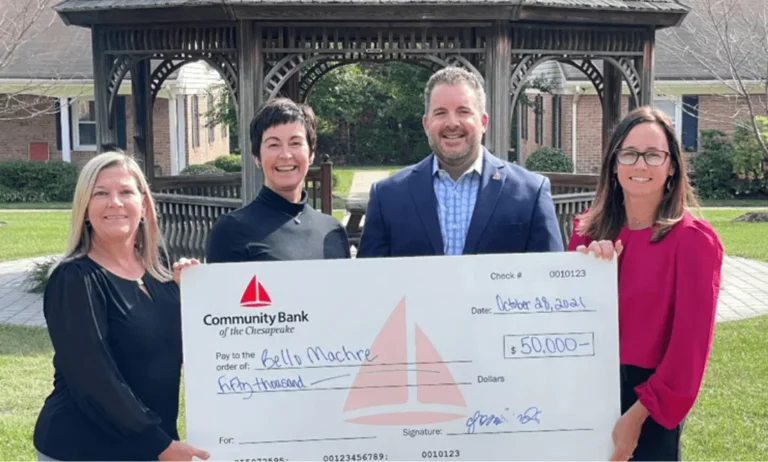 Bello Machre Receives $50,000 Donation Commitment From The Community Bank Of The Chesapeake