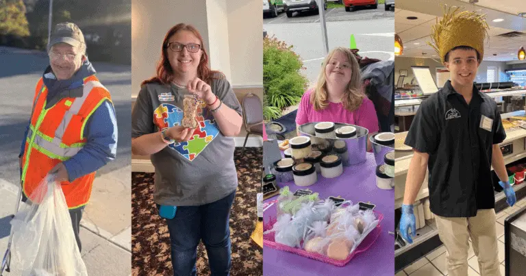 Collage of four Bello Machre individuals at their jobs